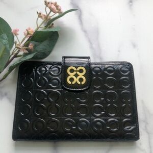 Coach Signature C Black Patent Leather Wallet NWT